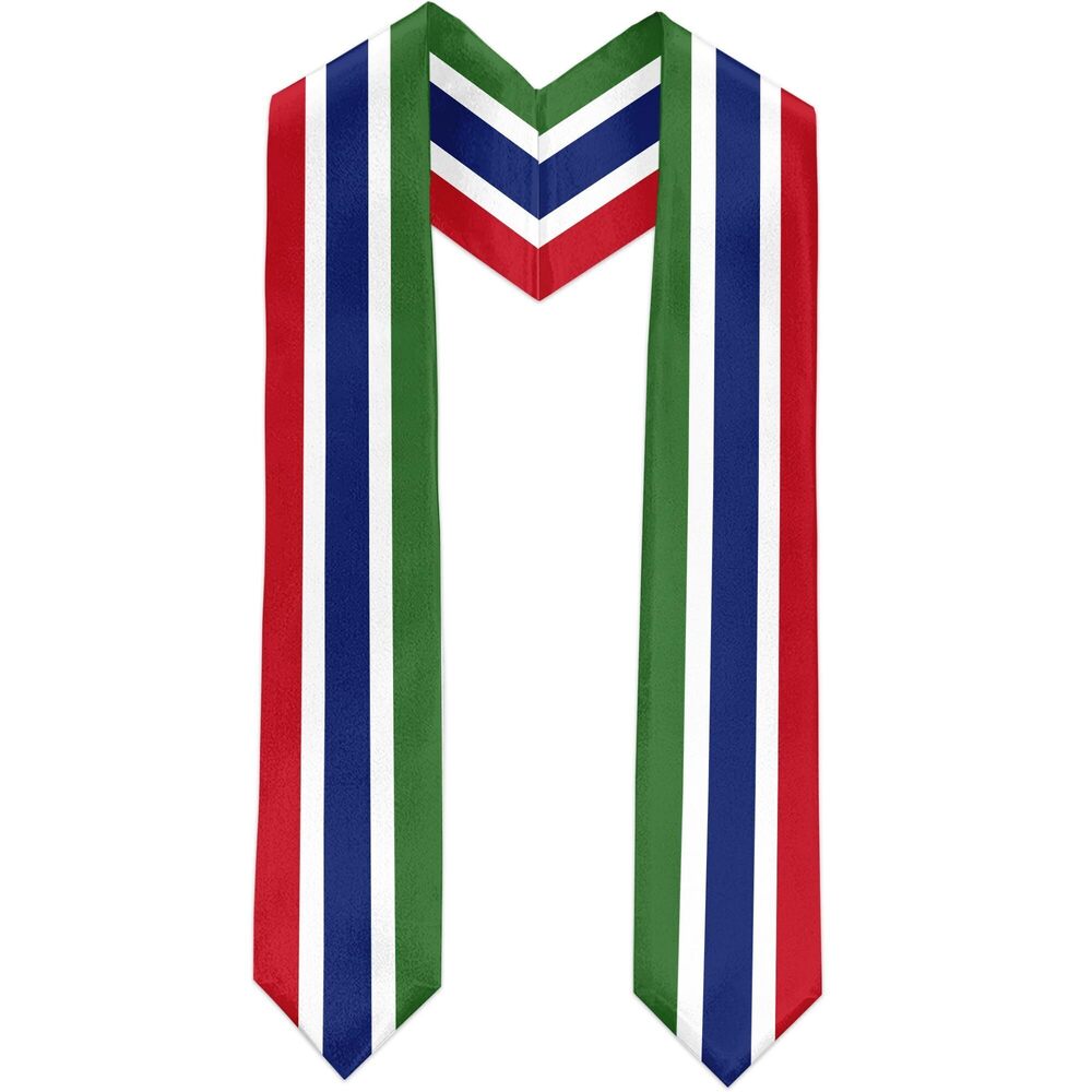 8812 Gambia Flag Graduation Sash Satin Scarf 72" Stole for Abroad Student